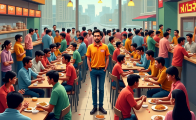 Person pointing at food items displayed in a glass counter at a restaurant or bar